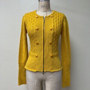 NWT Deadstock 2000s Tulle Brand Double Zipper Yellow Sweater Medium